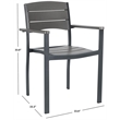 Pemberly Row Stackable Wood/Metal Outdoor Chairs in Gray (Set of 2)