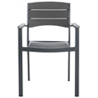Pemberly Row Stackable Wood/Metal Outdoor Chairs in Gray (Set of 2)