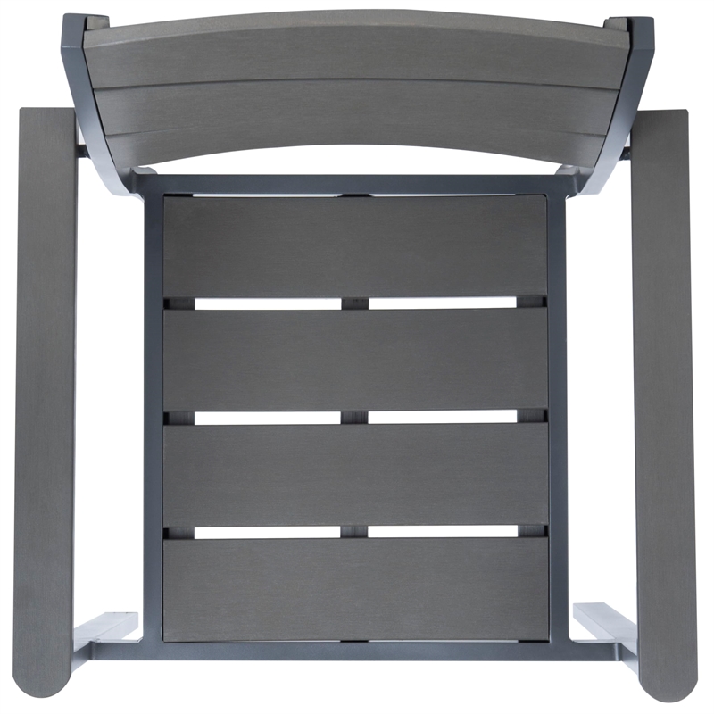 Pemberly Row Stackable Wood/Metal Outdoor Chairs in Gray (Set of 2)