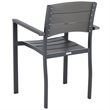 Pemberly Row Stackable Wood/Metal Outdoor Chairs in Gray (Set of 2)