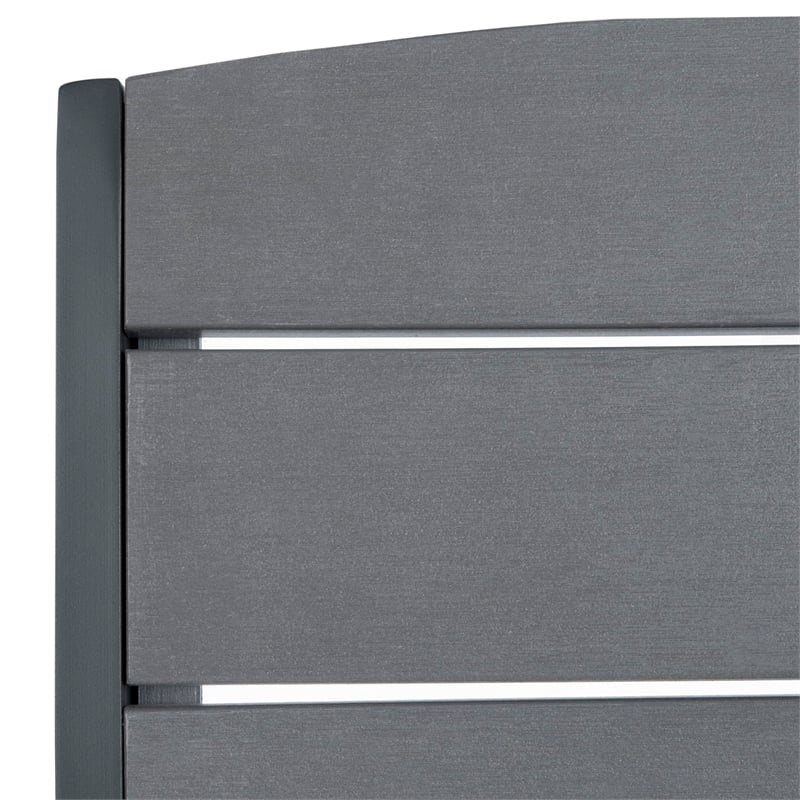 Pemberly Row Stackable Wood/Metal Outdoor Chairs in Gray (Set of 2)