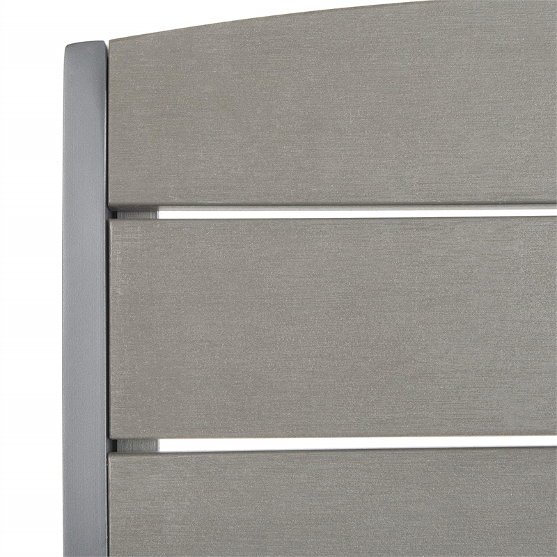 Pemberly Row Stackable Wood/Metal Outdoor Chairs in Gray (Set of 2)