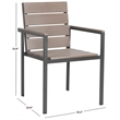 Pemberly Row Stackable Wood/Metal Outdoor Chairs in Taupe Gray (Set of 2)
