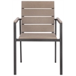 Pemberly Row Stackable Wood/Metal Outdoor Chairs in Taupe Gray (Set of 2)