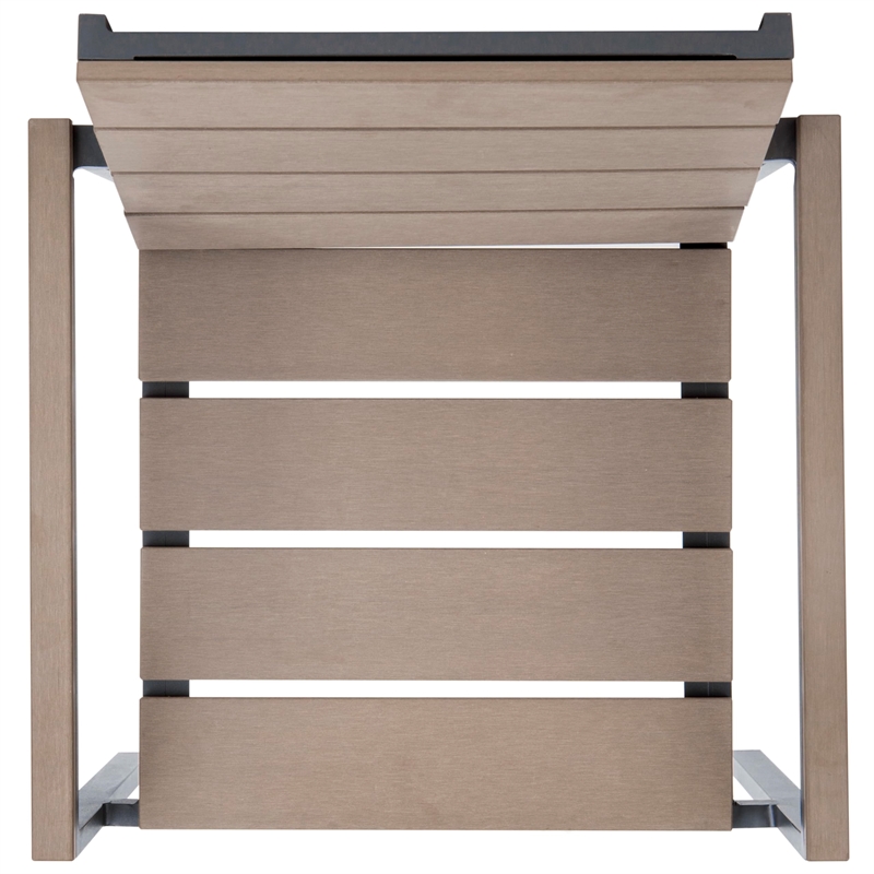 Pemberly Row Stackable Wood/Metal Outdoor Chairs in Taupe Gray (Set of 2)