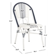 Pemberly Row Rattan/Metal Stackable Bistro Chairs in Navy and White (Set of 2)