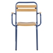 Pemberly Row Wood/Metal Patio Stackable Chairs in Navy and Brown (Set of 2)