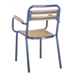 Pemberly Row Wood/Metal Patio Stackable Chairs in Navy and Brown (Set of 2)