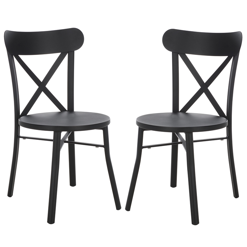 Pemberly Row Lightweight Aluminum Chair in Black for Indoor/Outdoor Use