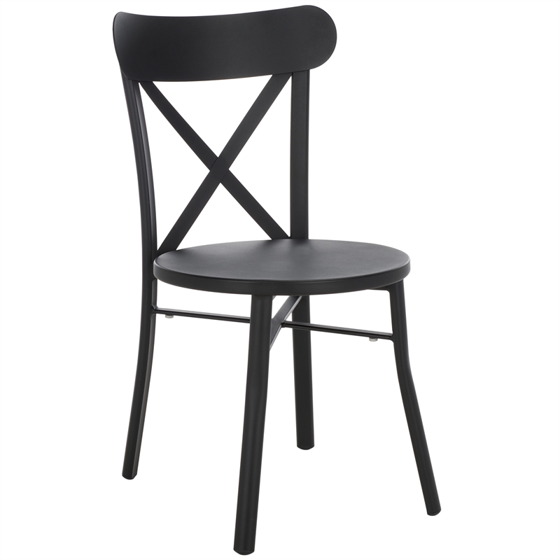 Pemberly Row Lightweight Aluminum Chair in Black for Indoor/Outdoor Use