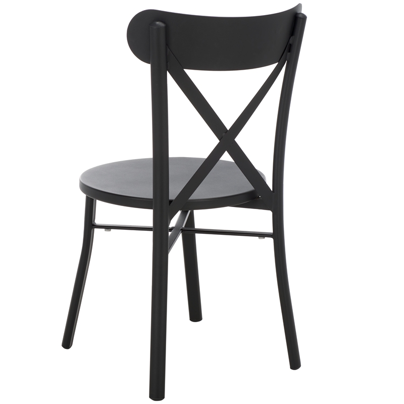 Pemberly Row Lightweight Aluminum Chair in Black for Indoor/Outdoor Use