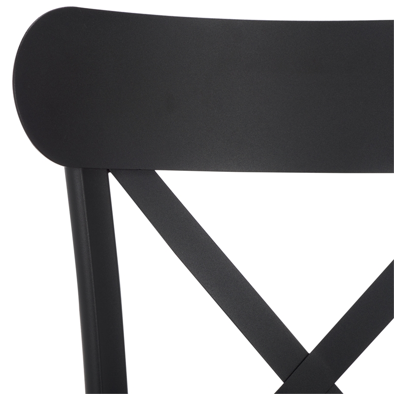 Pemberly Row Lightweight Aluminum Chair in Black for Indoor/Outdoor Use