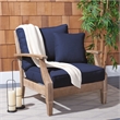 Pemberly Row Eucalyptus Wood Outdoor Armchair in Natural / Navy