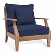 Pemberly Row Eucalyptus Wood Outdoor Armchair in Natural / Navy