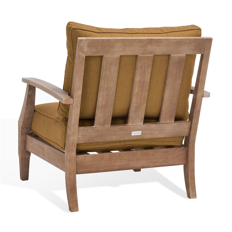 Pemberly Row Eucalyptus Wood Outdoor Armchair in Natural / Brown