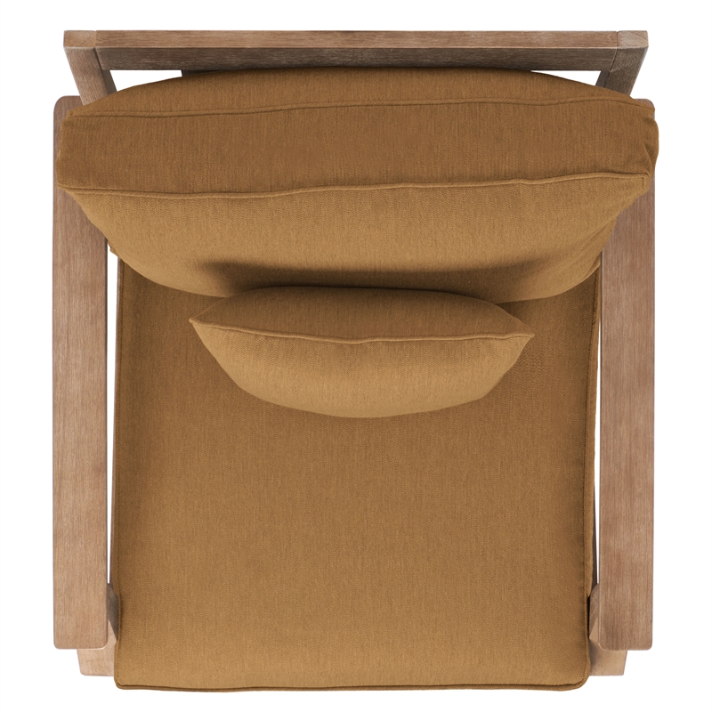 Pemberly Row Eucalyptus Wood Outdoor Armchair in Natural / Brown