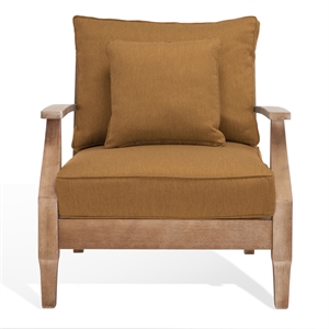 Pemberly Row Eucalyptus Wood Outdoor Armchair in Natural / Brown