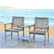 Pemberly Row Acacia Wood and Galvanized Steel Twin Seat Bench in Gray