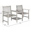 Pemberly Row Acacia Wood and Galvanized Steel Twin Seat Bench in Gray