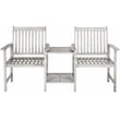 Pemberly Row Acacia Wood and Galvanized Steel Twin Seat Bench in Gray