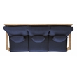 Pemberly Row Eucalyptus Wood Outdoor Sofa in Natural / Navy with Cushions