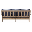 Pemberly Row Eucalyptus Wood Outdoor Sofa in Natural / Navy with Cushions