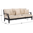 Pemberly Row Eucalyptus Wood Outdoor Sofa in Black / White with Cushions
