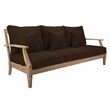 Pemberly Row Eucalyptus Wood Outdoor Sofa with Cushions in Natural / Brown