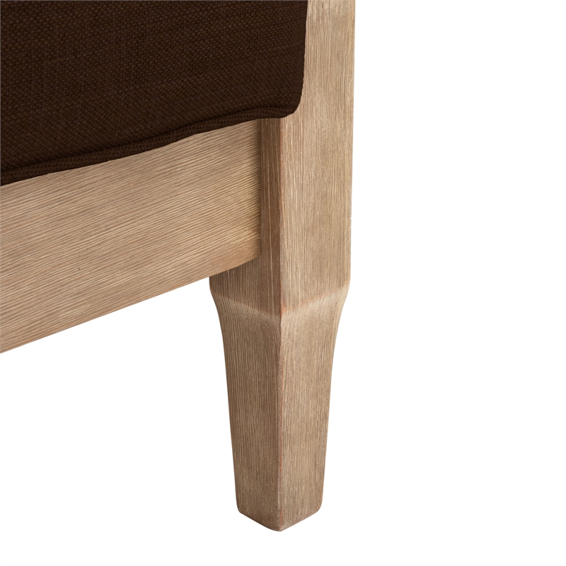 Pemberly Row Eucalyptus Wood Outdoor Sofa with Cushions in Natural / Brown