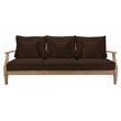 Pemberly Row Eucalyptus Wood Outdoor Sofa with Cushions in Natural / Brown