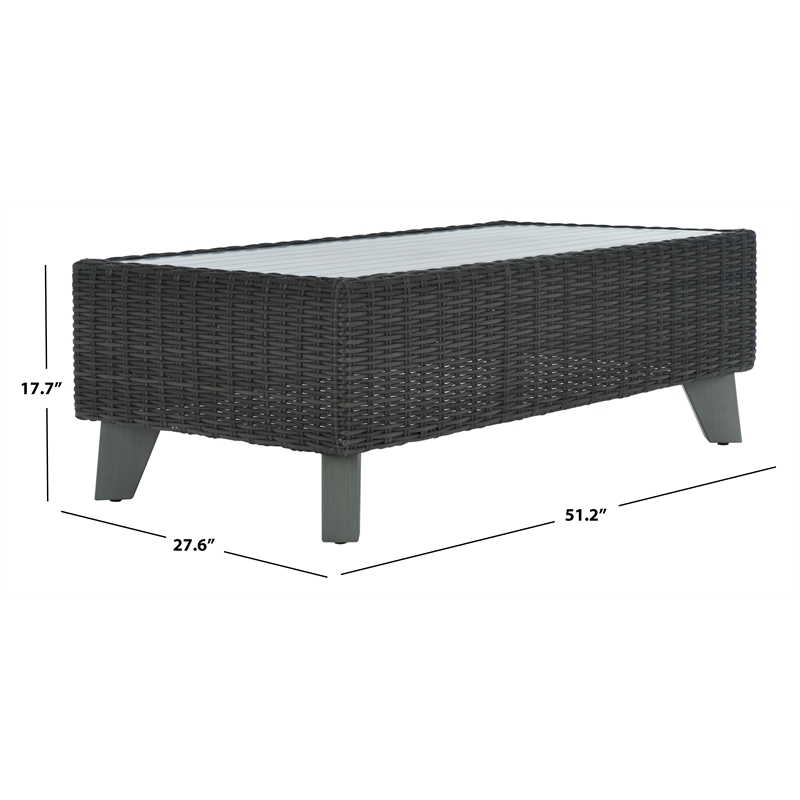 Pemberly Row Aluminum and PE Wicker Outdoor Coffee Table in Dark Gray