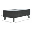 Pemberly Row Aluminum and PE Wicker Outdoor Coffee Table in Dark Gray
