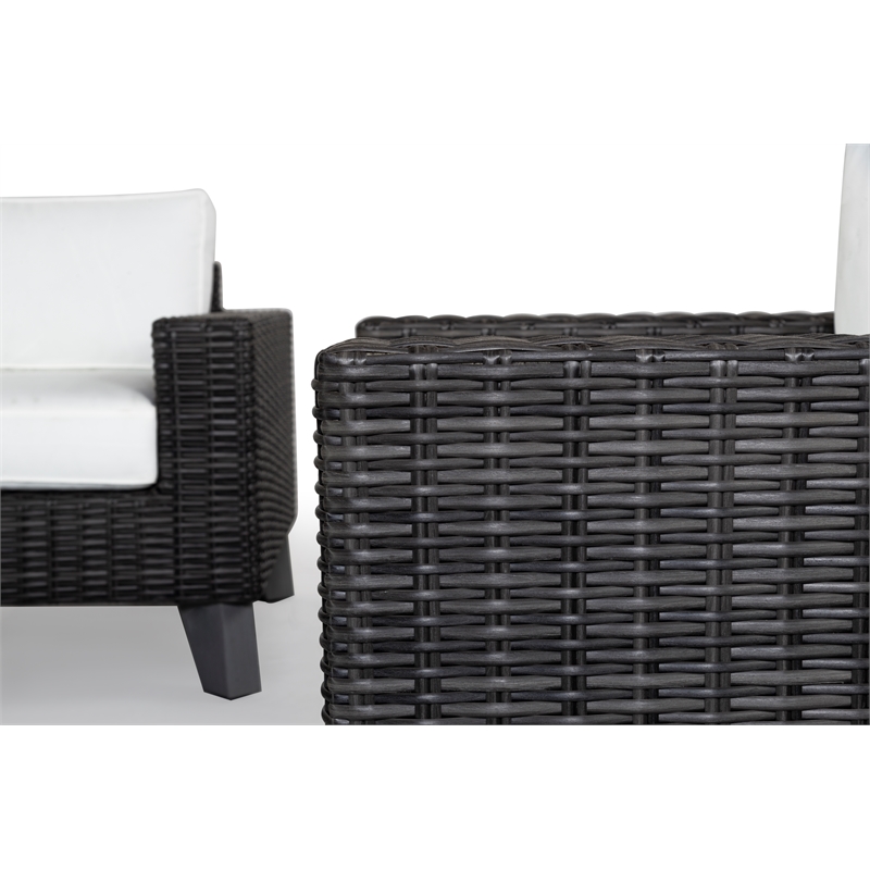 Pemberly Row Aluminum and PE Wicker Outdoor Coffee Table in Dark Gray