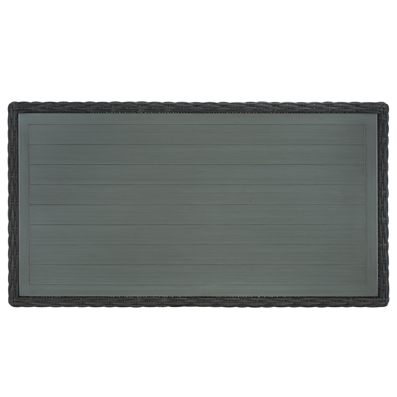 Pemberly Row Aluminum and PE Wicker Outdoor Coffee Table in Dark Gray