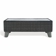 Pemberly Row Aluminum and PE Wicker Outdoor Coffee Table in Dark Gray