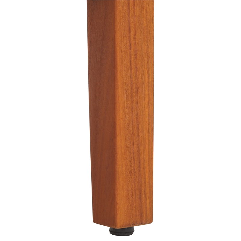 Pemberly Row Teak Wood and Polyester Outdoor Sofa in Natural / Taupe