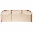 Pemberly Row Teak Wood and Polyester Outdoor Sofa in Natural / Taupe