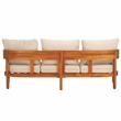 Pemberly Row Teak Wood and Polyester Outdoor Sofa in Natural / Taupe
