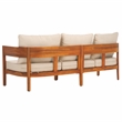 Pemberly Row Teak Wood and Polyester Outdoor Sofa in Natural / Taupe