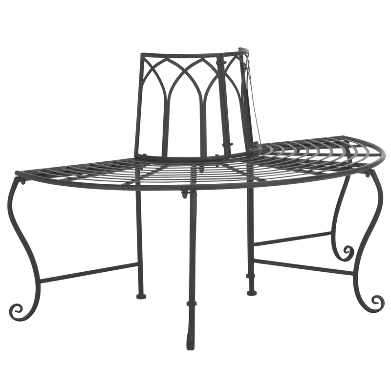 Pemberly Row Iron Benches in Black for Indoor and Outdoor Seating