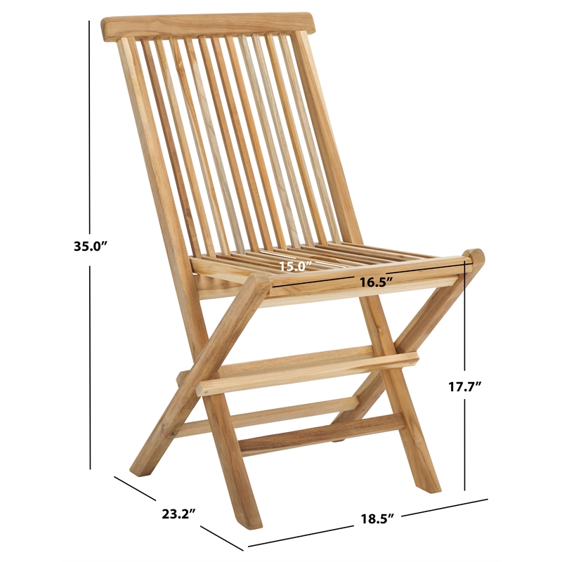 Pemberly Row Teak Wood Folding Chair in Natural for Indoor/Outdoor