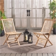 Pemberly Row Teak Wood Folding Chair in Natural for Indoor/Outdoor