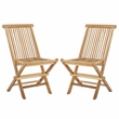 Pemberly Row Teak Wood Folding Chair in Natural for Indoor/Outdoor