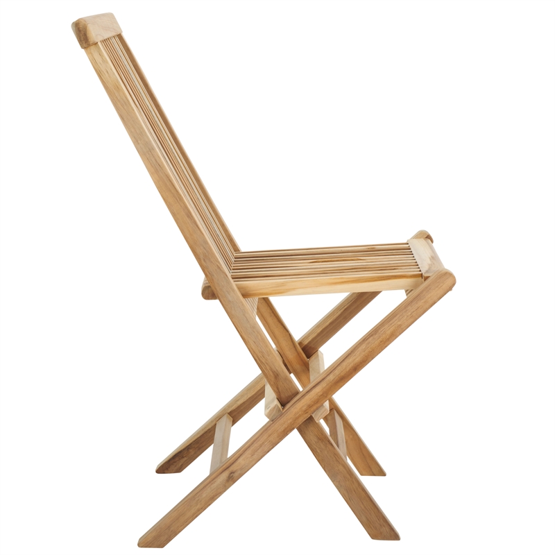Pemberly Row Teak Wood Folding Chair in Natural for Indoor/Outdoor