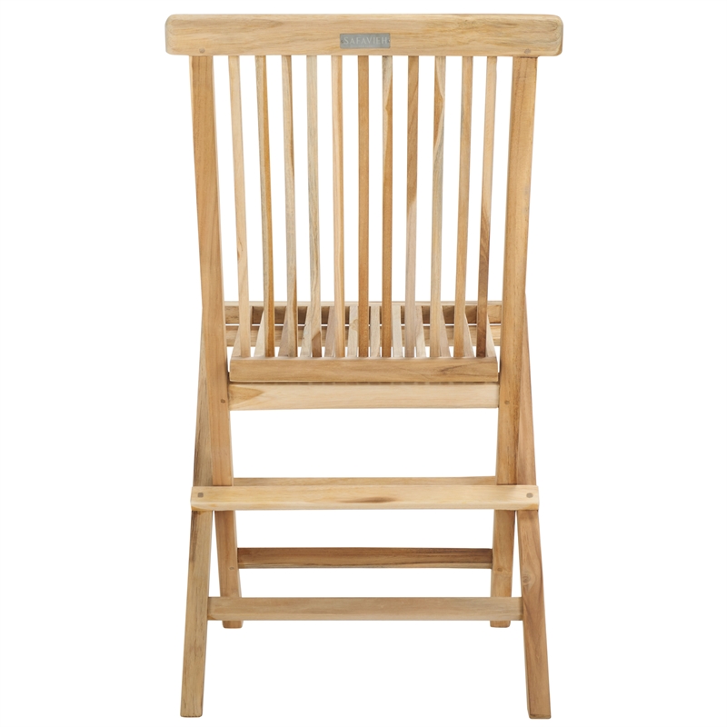 Pemberly Row Teak Wood Folding Chair in Natural for Indoor/Outdoor