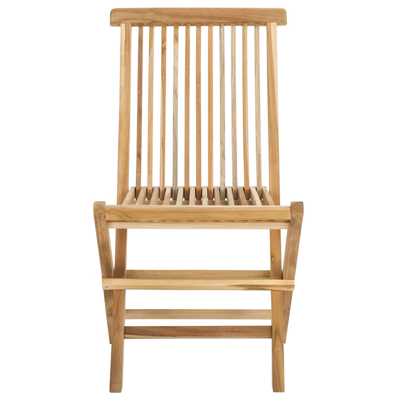 Pemberly Row Teak Wood Folding Chair in Natural for Indoor/Outdoor