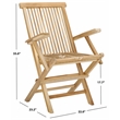Pemberly Row Teak Wood and Brass Folding Arm Chair in Natural