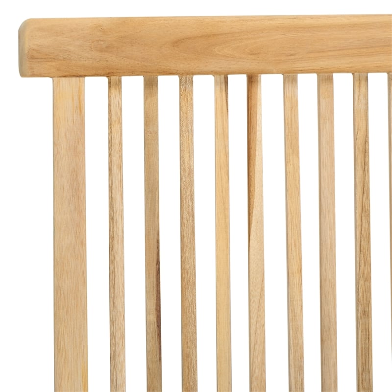 Pemberly Row Teak Wood and Brass Folding Arm Chair in Natural