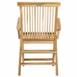 Pemberly Row Teak Wood and Brass Folding Arm Chair in Natural