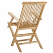 Pemberly Row Teak Wood and Brass Folding Arm Chair in Natural